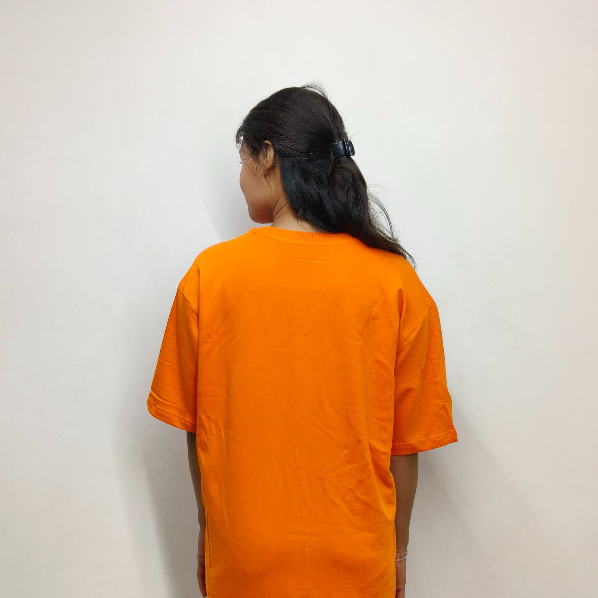 Phynax Girls Premium Oversized T-Shirt , Orange Color , Solid , 100% Cotton 210 GSM Premium Fabric