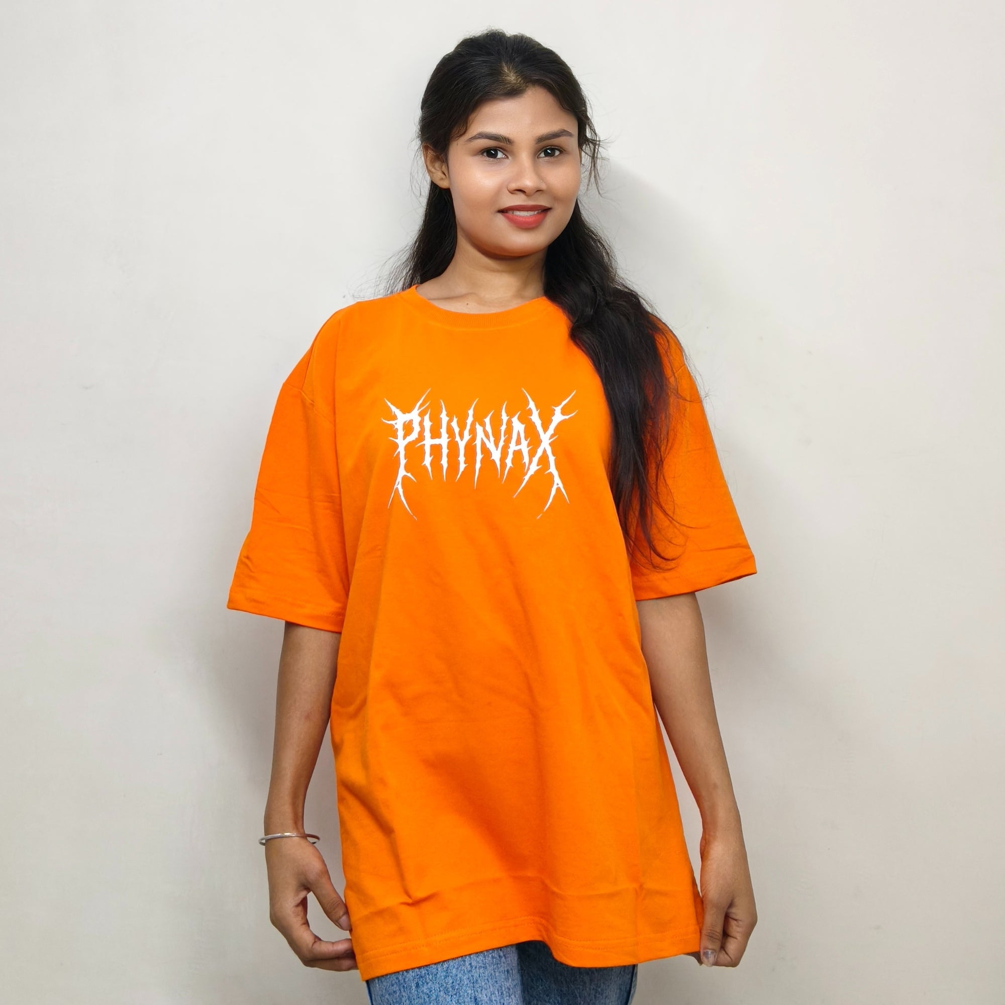 Phynax Girls Premium Oversized T-Shirt , Orange Color , Solid , 100% Cotton 210 GSM Premium Fabric