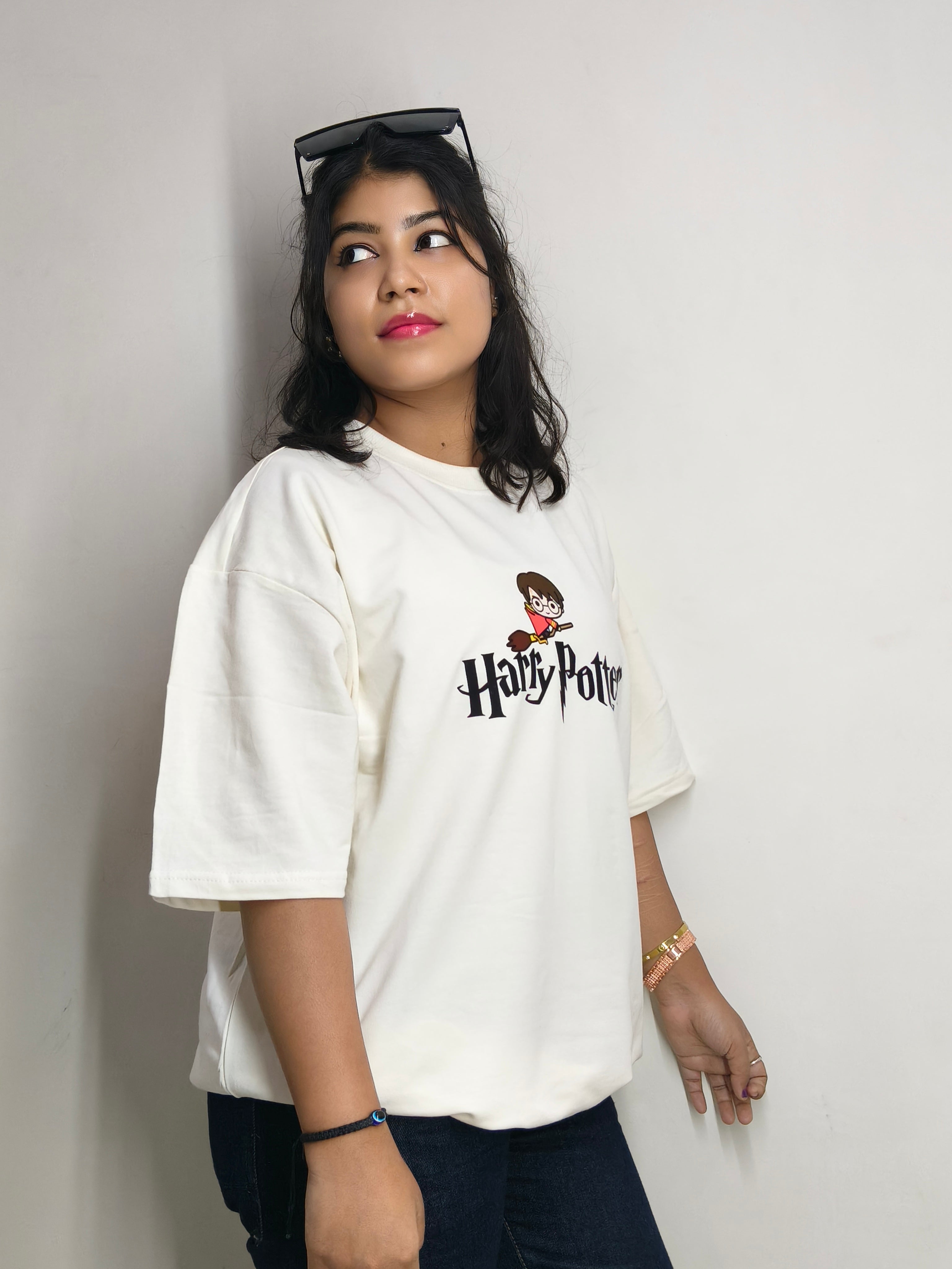 Phynax Premium HarryPotter Edition Oversized T shirt 210GSM Pure Cotton Off White Colour