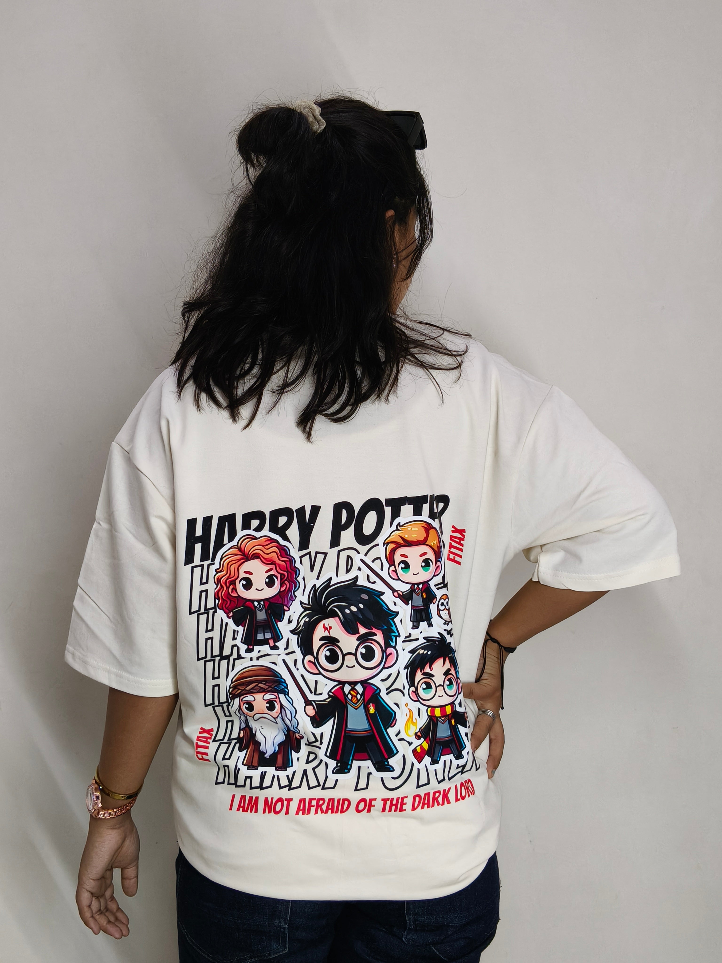 Phynax Premium HarryPotter Edition Oversized T shirt 210GSM Pure Cotton Off White Colour