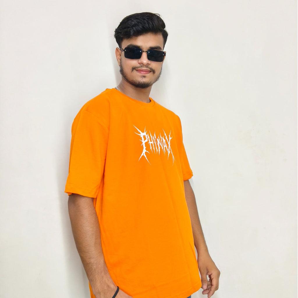 Phynax Men,s Premium Oversized T-Shirt, Orange Colour , 100% Pure Cotton , 210GSM , Soft And comfort