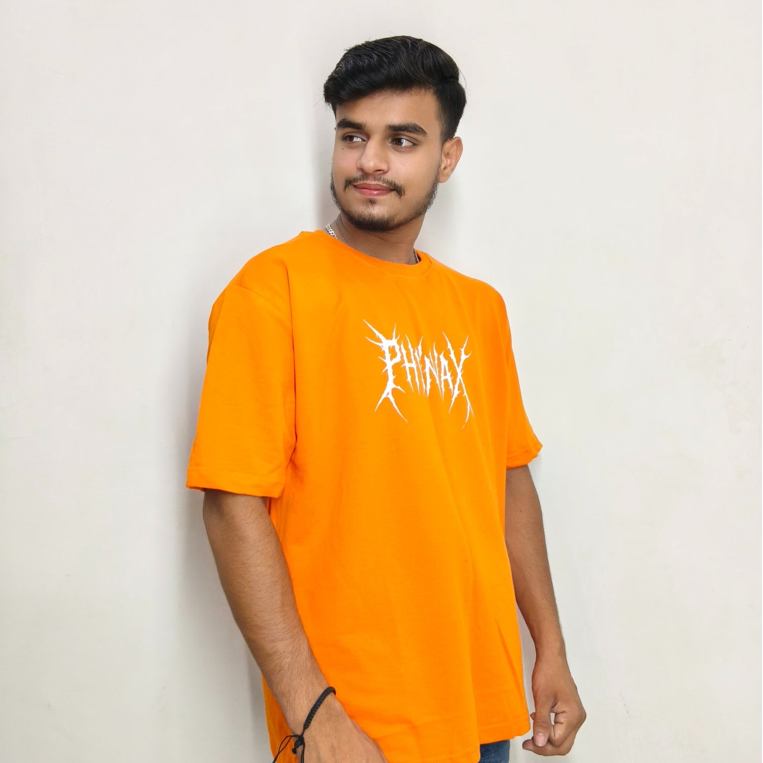 Phynax Men,s Premium Oversized T-Shirt, Orange Colour , 100% Pure Cotton , 210GSM , Soft And comfort