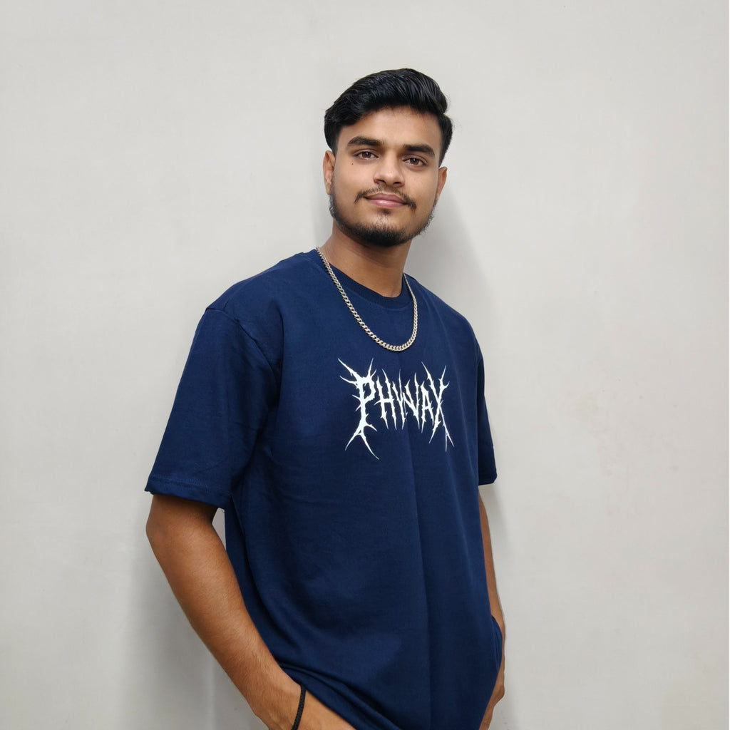 Phynax Men,s Premium Oversized T-Shirt, Navy Blue Colour , 210GSM ,100% Pure Cotton , Soft and Comfort