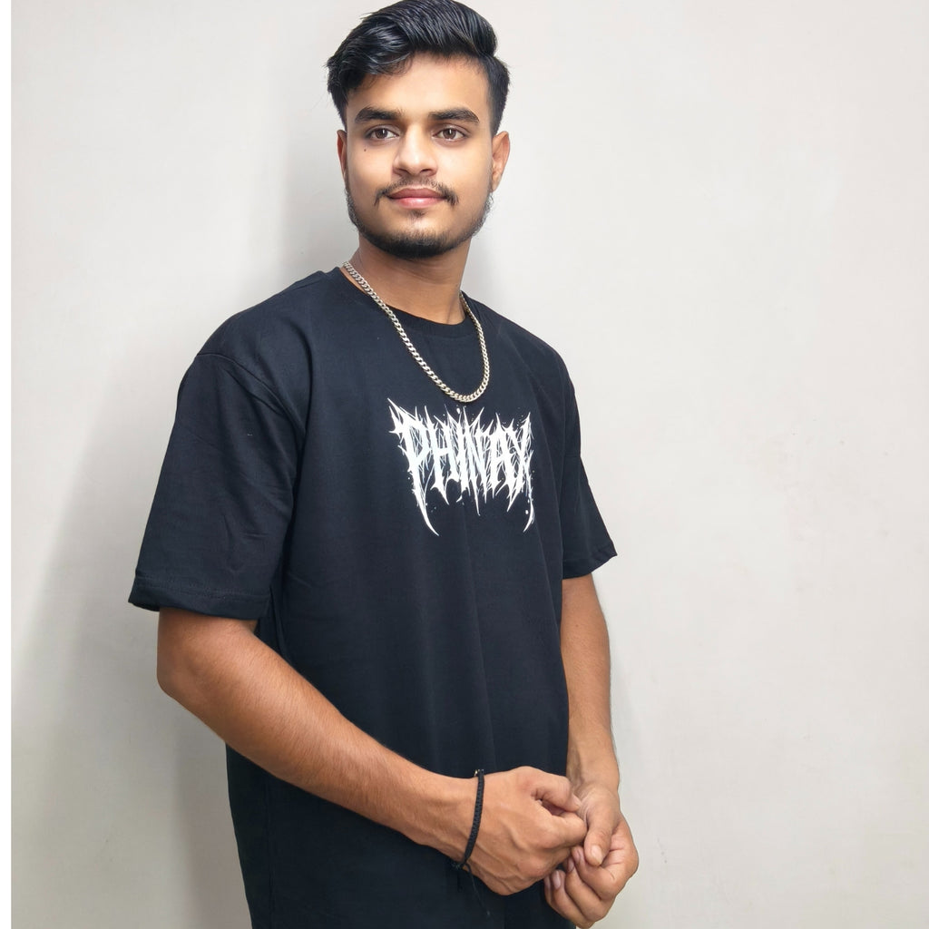 Phynax Men,s Premium Oversized T-shirt , Swamp Deer Print , Black colour , 100% Cotton , 210 GSM , Comfort And Soft