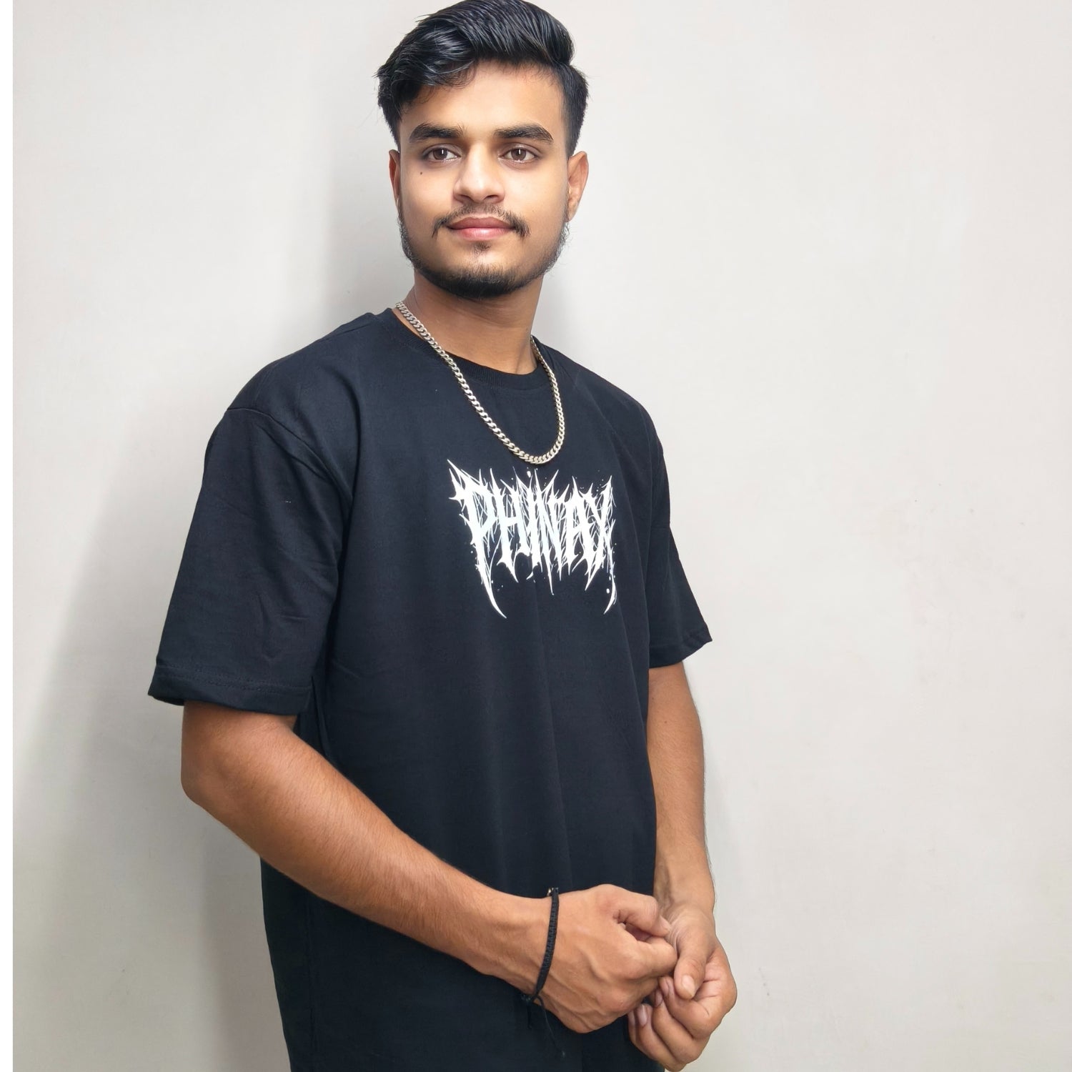 Phynax Men,s Premium Oversized T-shirt , Swamp Deer Print , Black colour , 100% Cotton , 210 GSM , Comfort And Soft