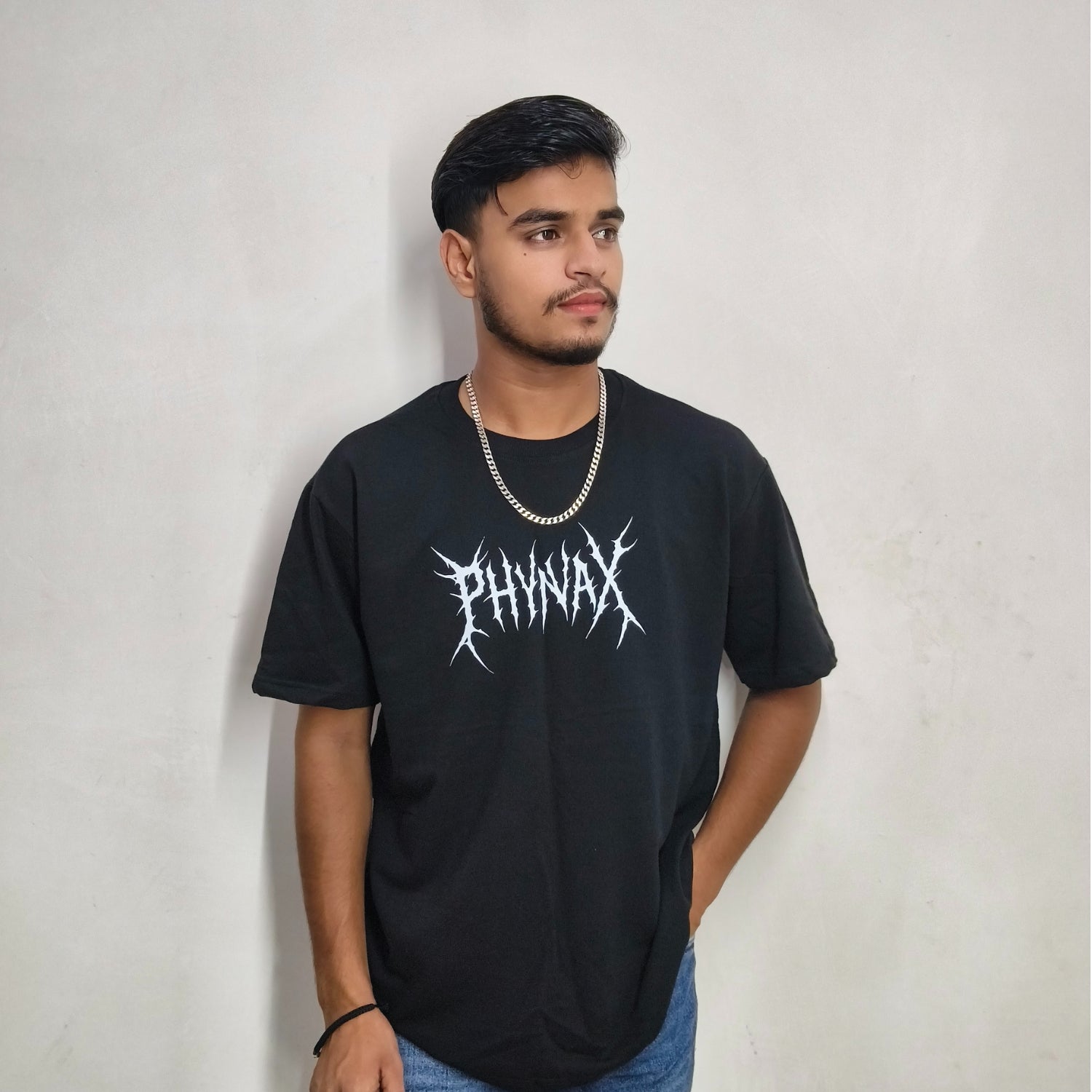 PHYNAX Men,s Premium Oversized T-shirt Black Colour , 100% Pure cotton , 210 GSM , Comfort and soft