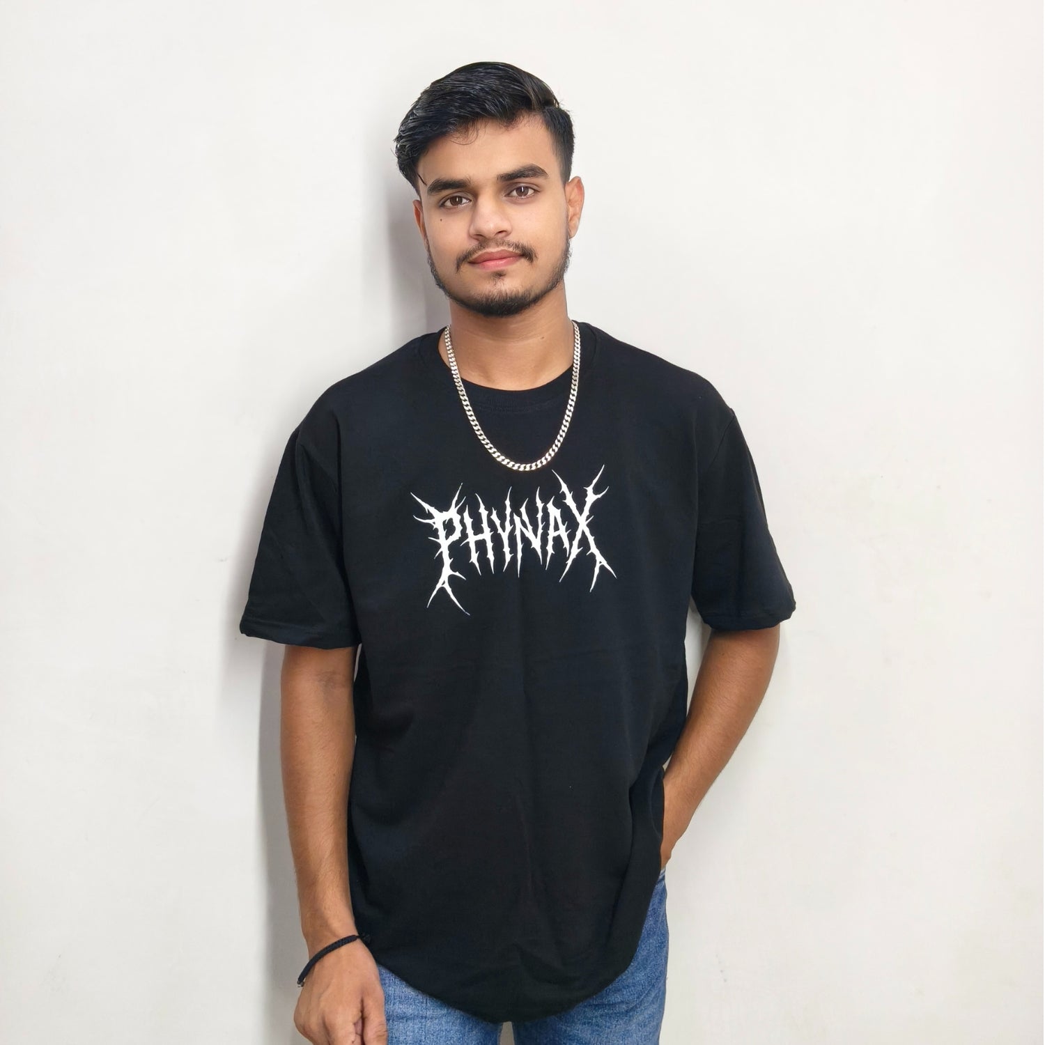 PHYNAX Men,s Premium Oversized T-shirt Black Colour , 100% Pure cotton , 210 GSM , Comfort and soft
