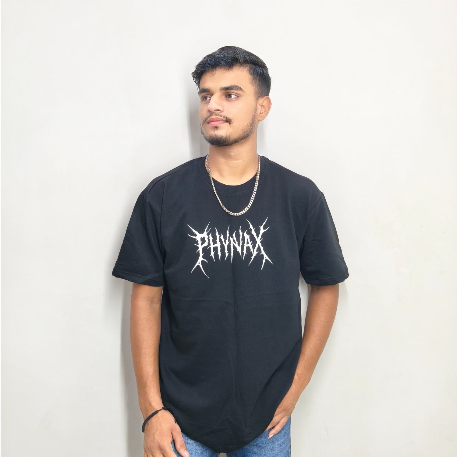 PHYNAX Men,s Premium Oversized T-shirt Black Colour , 100% Pure cotton , 210 GSM , Comfort and soft