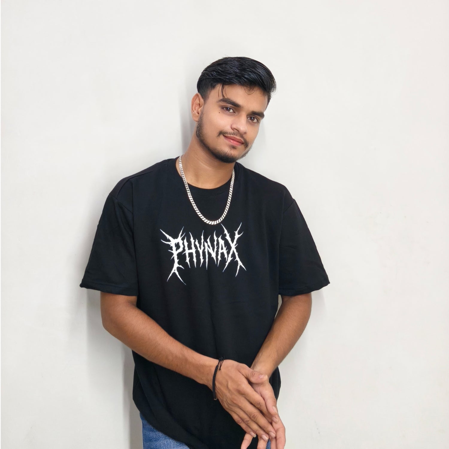 PHYNAX Men,s Premium Oversized T-shirt Black Colour , 100% Pure cotton , 210 GSM , Comfort and soft