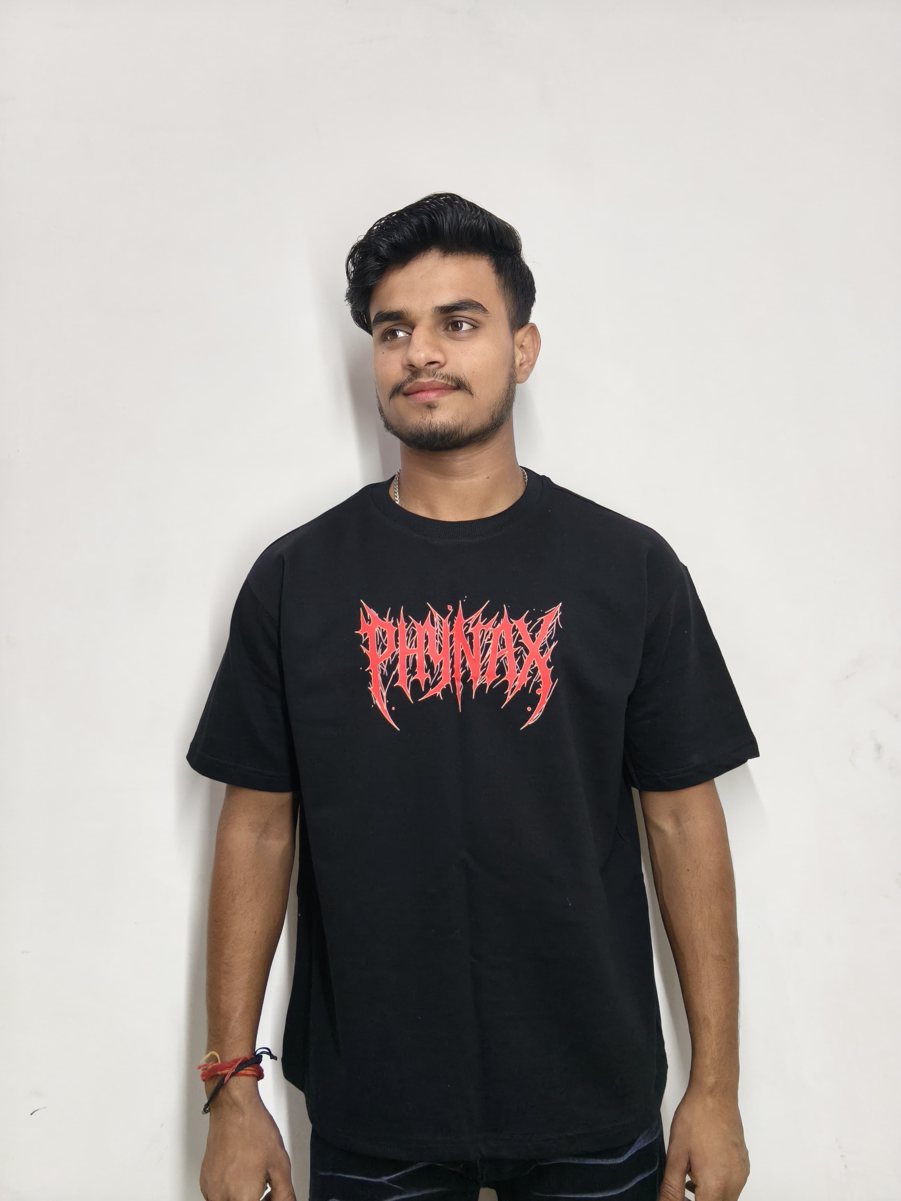 Phynax Men,s Premium Black Oversized T shirt , 100% Pure Cotton , 210 GSM Premium Fabric