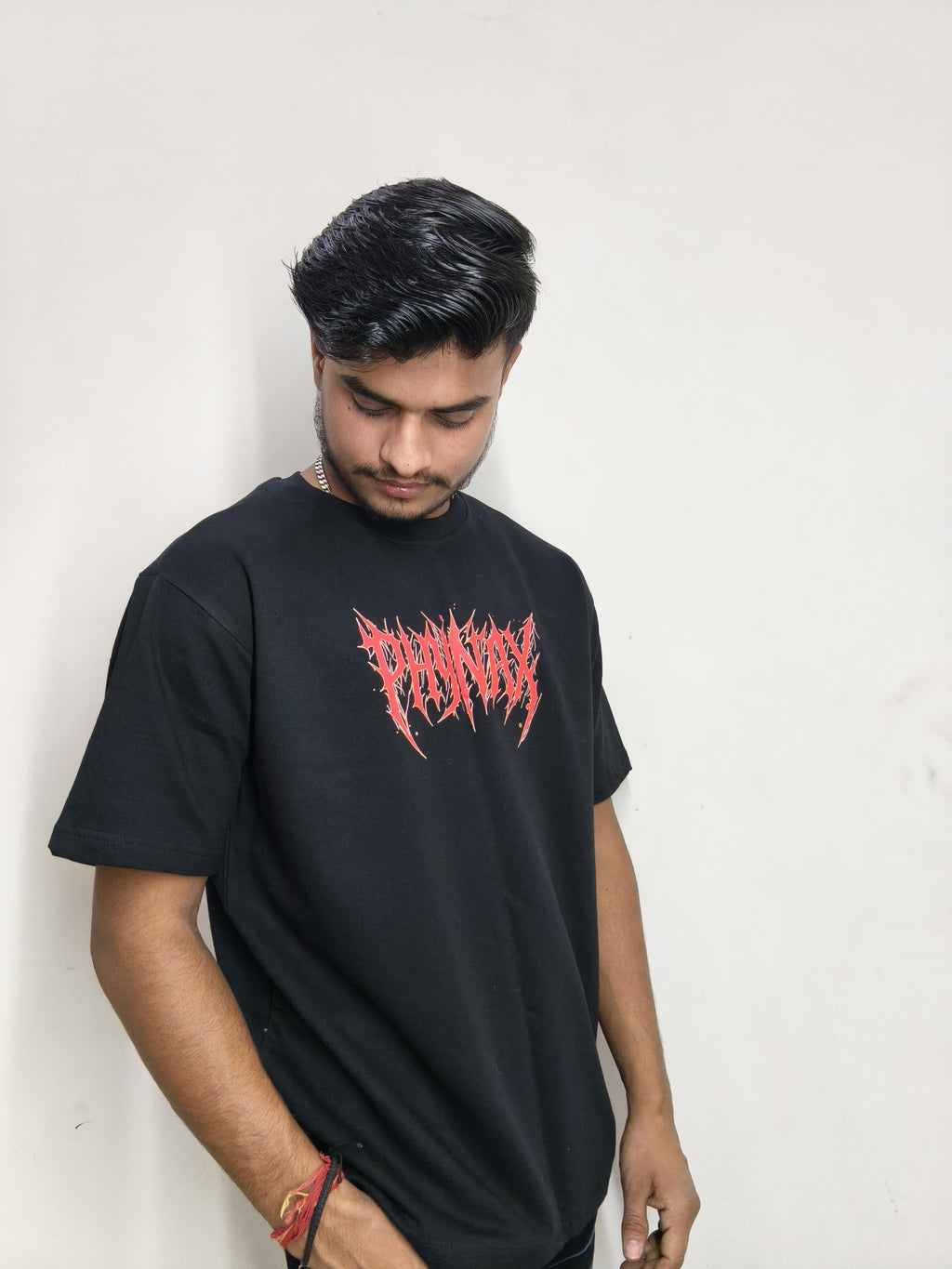 Phynax Men,s Premium Black Oversized T shirt , 100% Pure Cotton , 210 GSM Premium Fabric