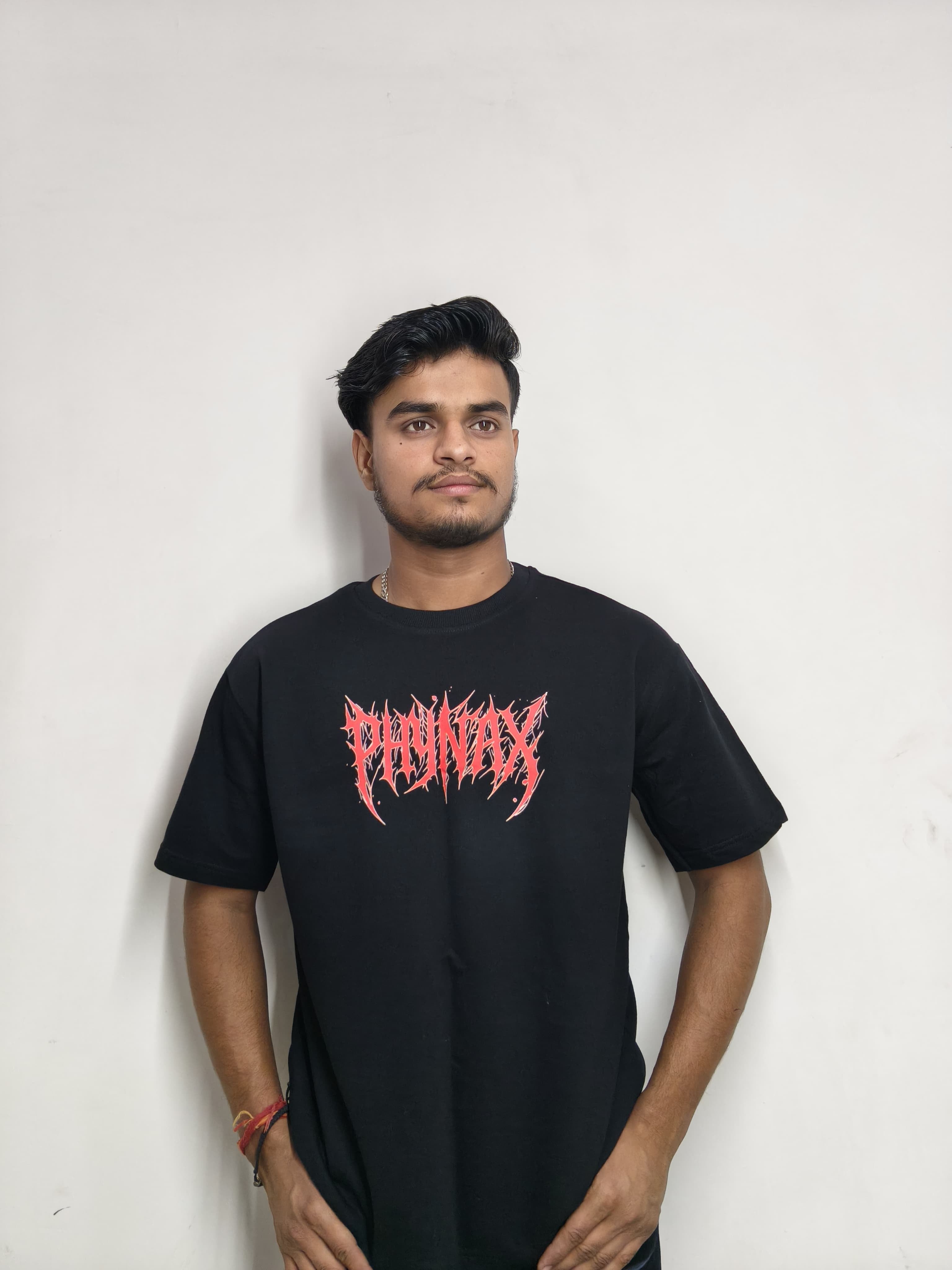 Phynax Men,s Premium Black Oversized T shirt , 100% Pure Cotton , 210 GSM Premium Fabric