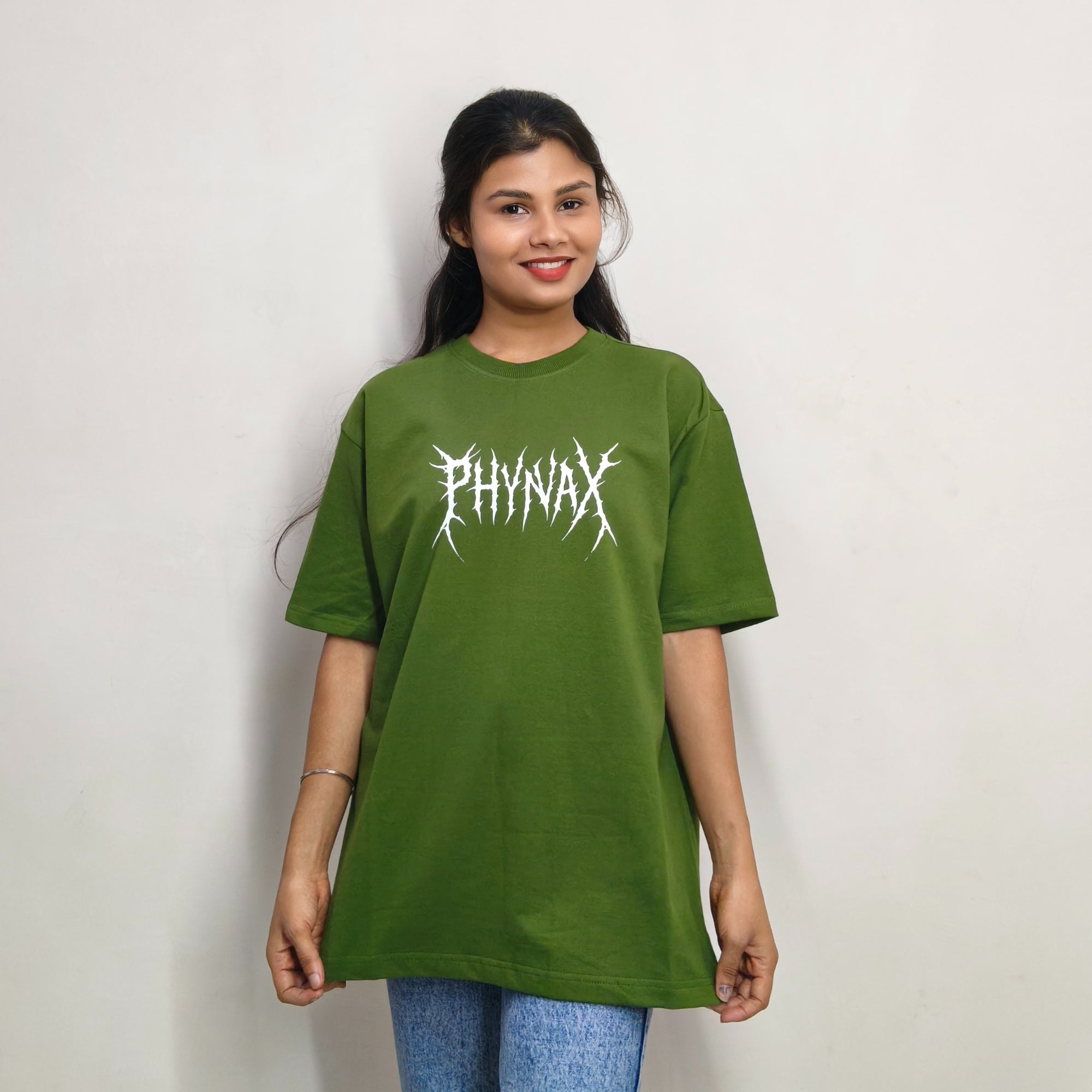 Phynax Women,s Premium Oversized T-Shirt Basic solid Edition 100% cotton 210 GSM Army Green Colour