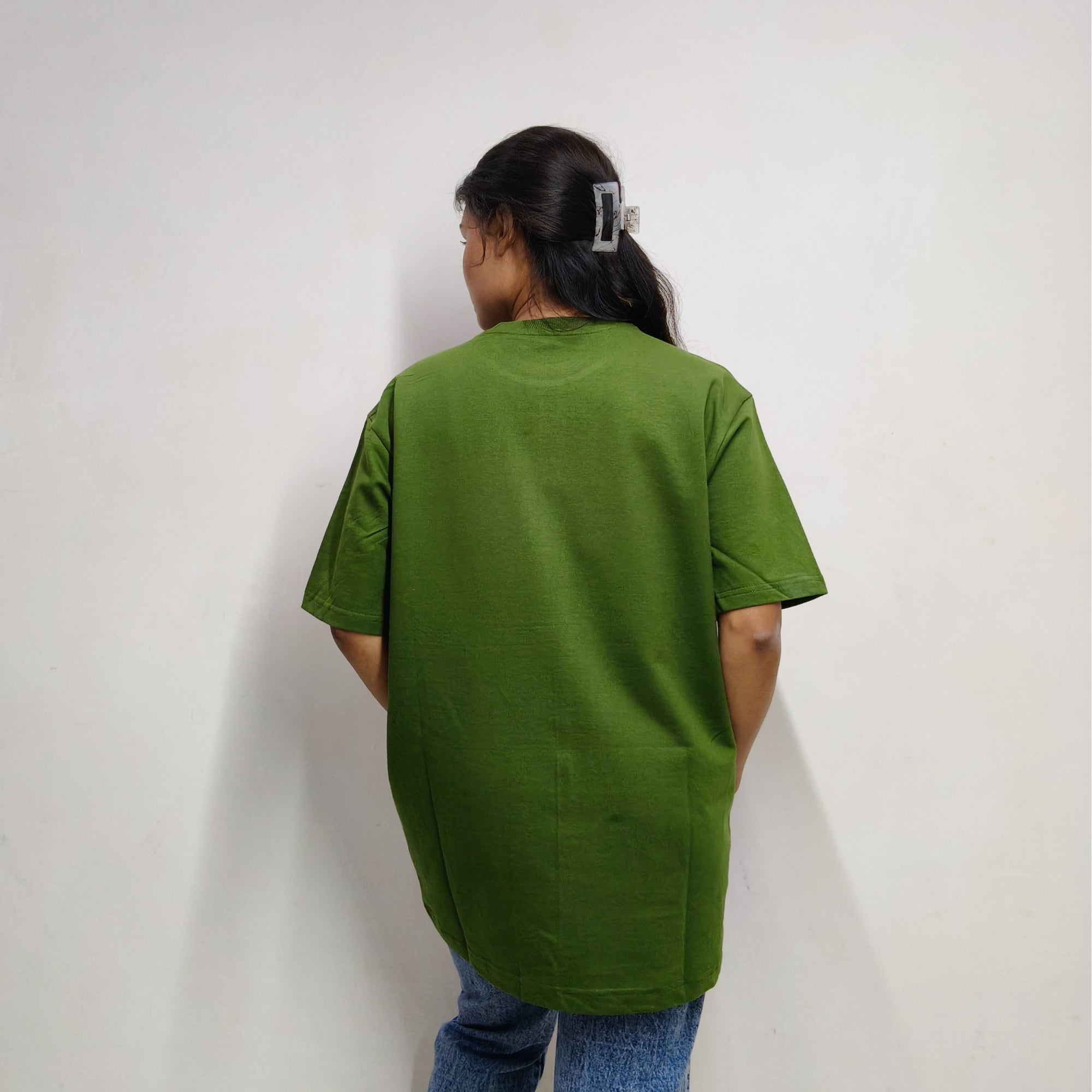 Phynax Women,s Premium Oversized T-Shirt Basic solid Edition 100% cotton 210 GSM Army Green Colour